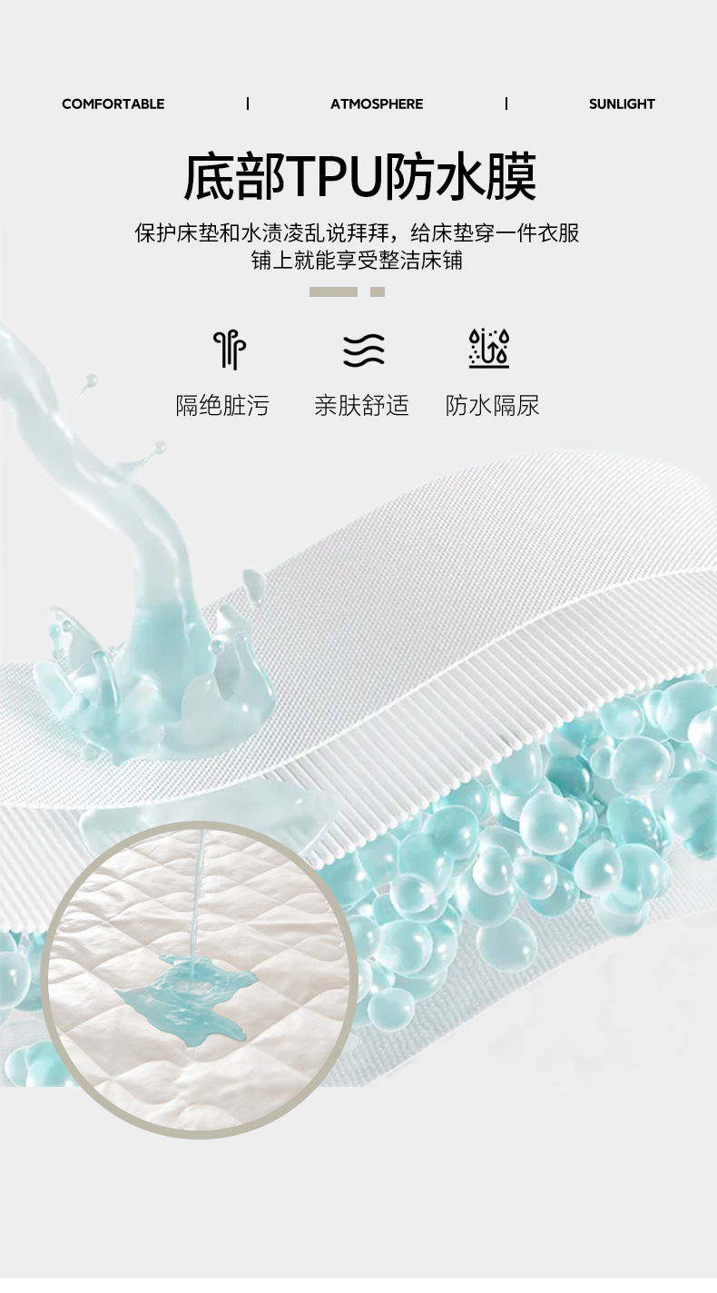 Class A Mother and Baby Grade Waterproof Bed Skirt Urine Protection Pad Four-Season Quilted Mattress Protector Bed Cover Wholesale A