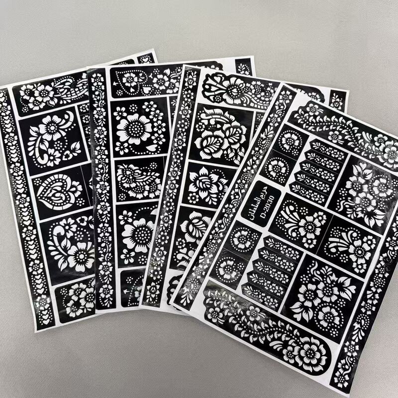 Henna Henna Hollow-Out Stencils for Body Painting Indian Henna Tattoo Stencils Flower Hollow-Out Stickers for Hands and Feet