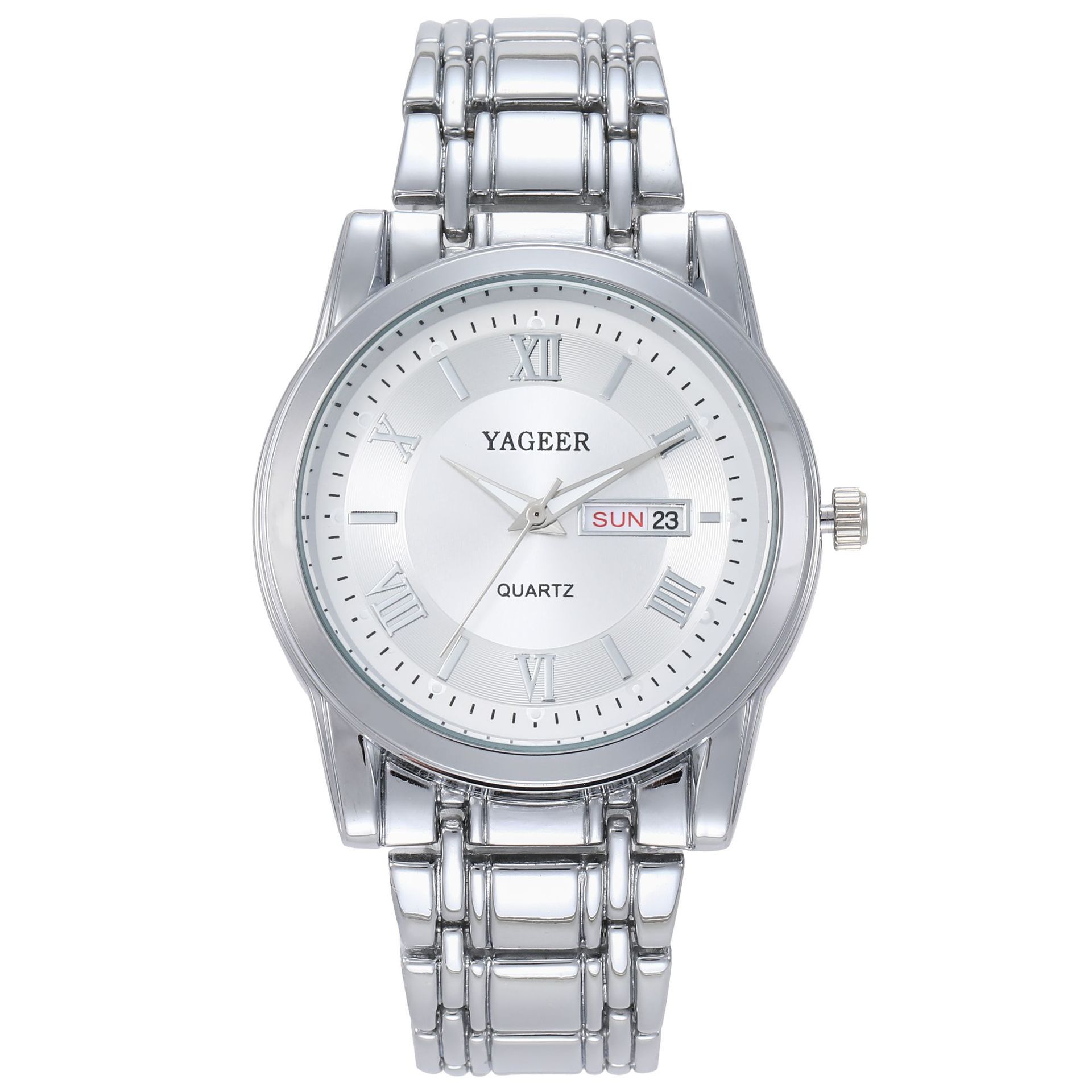 New Men's Watch steel belt waterproof casual double calendar retro men's watch luminous business quartz watch_voghion.com