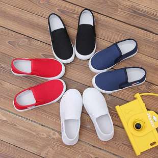 Four Seasons Solid Soft-Soled Kidsren's Canvas Shoes for Boys and Girls, Breathable Canvas Performance White Shoes, Family Shoes