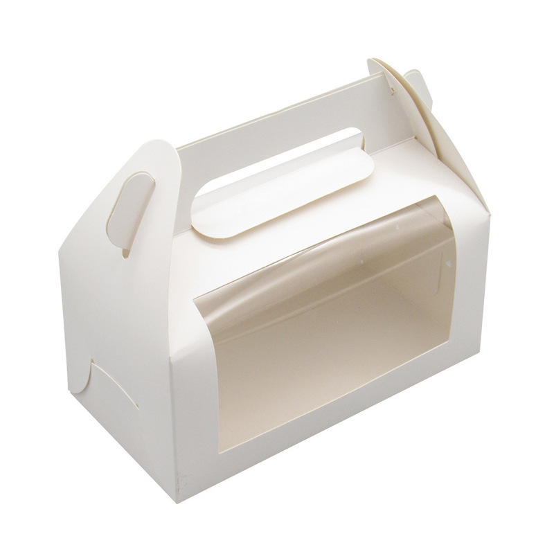 新しいポータブルタオルケーキロール包装箱透明窓ボックス白カード PVC パン食品デザート包装箱|undefined