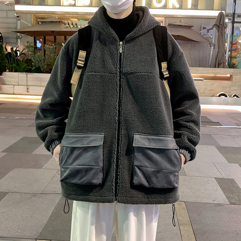 Двусторонняя куртка из овечьей шкуры с капюшоном больших размеров, Мужская очень большая толстая Мужская толстяк, толстяк, модный бренд, модная брендовая куртка среднего стиля