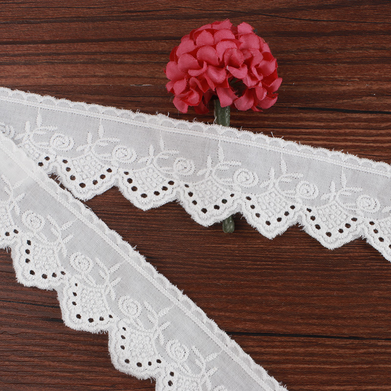 White lace -edged auxiliary material embroidery cotton cloth lace…