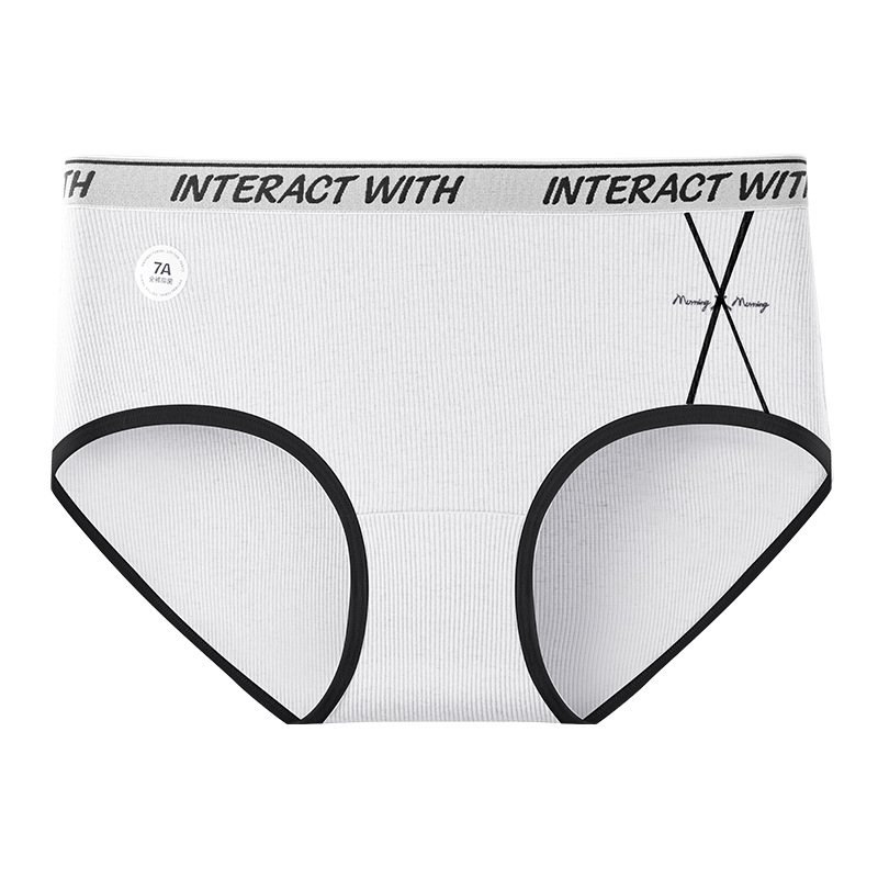 Pantalones completos 7A ropa interior de mujer de algodón antibacteriano color de contraste inglés cintura cómoda y transpirable cintura media cadera calzoncillos de niña