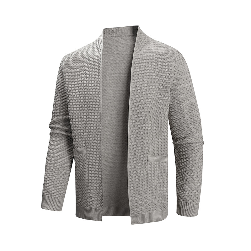 Stand Collar Knit Cardigan For Men – Premium Textured Pullover In Classic Colors_voghion.com
