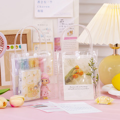 PVC transparent handbag wholesale simple snap gift souvenir milk tea packaging waterproof plastic hand bag