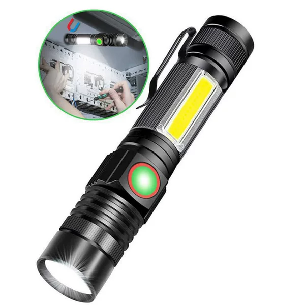 Cross-Border Flashlight T6 Bright Outdoor Camping Light Cob Light Source Fishing Light Telescopic P50 Outdoor Lighting Lamp