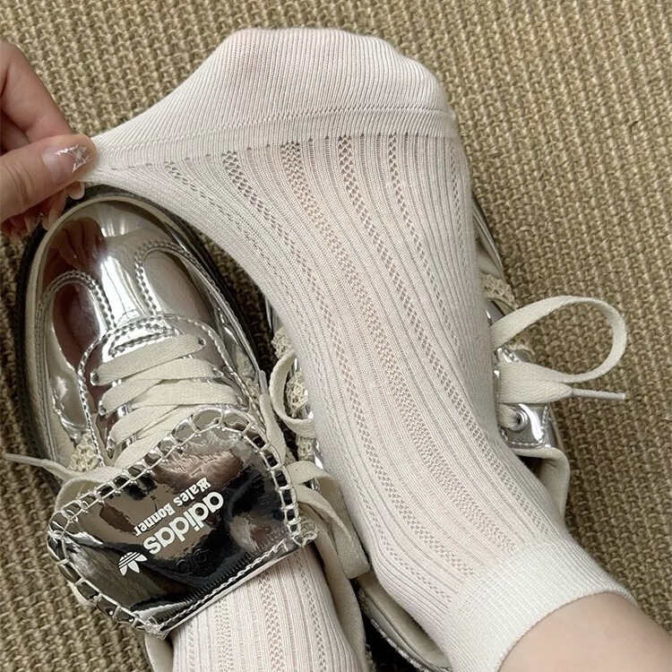 White socks women's summer thin mesh breathable socks cotton with sandals ballet wind socks ultra-thin summer