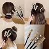 Retro hairgrip from pearl, hair accessory, flowered, adds volume