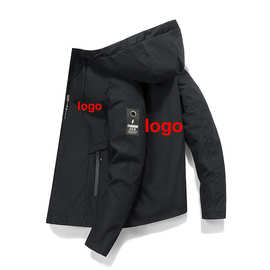 欧码logo男士外套2023秋季印花棒球服户外外套男装休闲连帽夹克耐