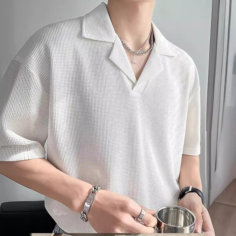 Light Mature Cuban Collar Shirt Short-sleeved Men's Trendy Brand Niche Design Sense Men's 2024 New Style Hair Stylist Wholesale