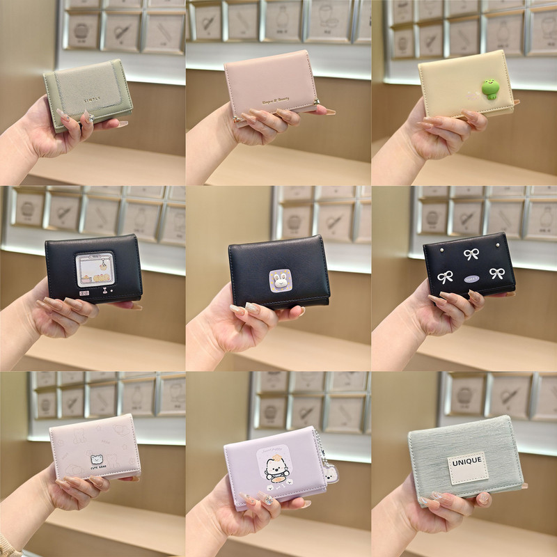 Color-Changing Special Offer Korean-Style Cartoon Cute Bear Pu 70% off Compact Student Fashion Mini Short Wallet Money Clip