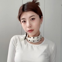 2025新款春夏季薄款珍珠项链磁吸扣懒人丝巾女吊坠围脖锁骨链丝巾