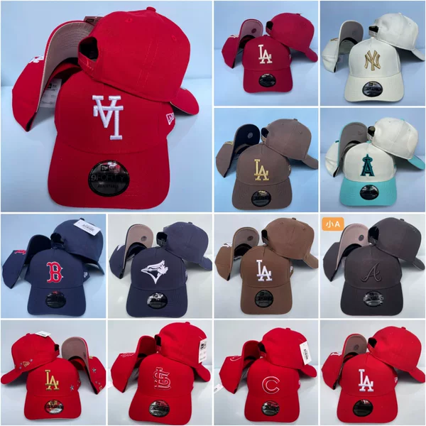 MLB adjustable baseball cap, a popular export item, AA quality, classic team design, trendy curved brim, suitable for both men and women