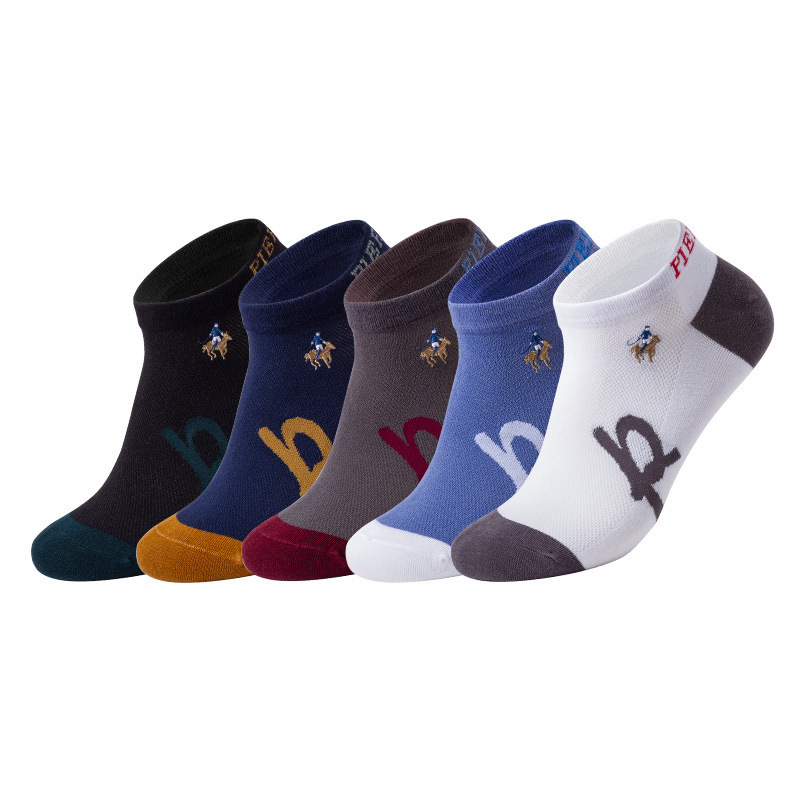 Spring and Summer mesh cotton short socks trendy sports embroidered low-cut boat Socks sweat-absorbent invisible socks factory wholesale