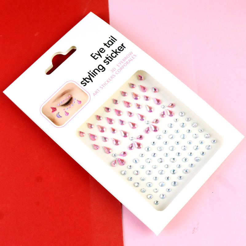 Transfronterizo AB diamantes coloridos joyas de maquillaje de ojos maquillaje facial pegatinas de diamante para niños espectáculo de escenario pegatinas faciales pegatinas de cristal perlas