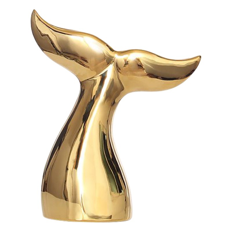 Artesanía de cerámica ballena oro cola simple nórdico Home Hotel Sala decoración TV gabinete suave