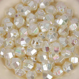 幻彩瓷白多切割面角珠圆珠子DIY耳饰品手链项链串珠材料配件