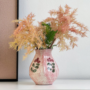 Jingdezhen Ceramic Vase Ornaments Home Living Room Desktop Decorations Green Plants Dried Vase Hand-Painted Flower Vessels