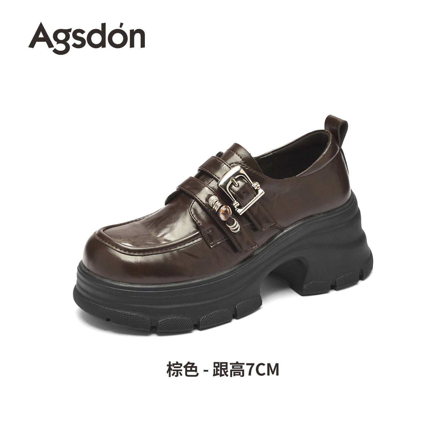 Augu ShiDeng zapatos Lefour de suela gruesa para mujeres 2026 primavera nuevo no cansado zapatos de pie único de viaje negro zapatos de cuero británicos pequeños