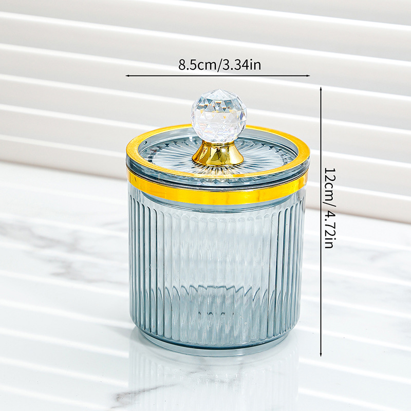 Caja de almacenamiento de hisopo de algodón tocador de escritorio para el hogar tubo de acrílico de plástico transparente a prueba de polvo con tapa Luz Portátil de lujo de alta gama