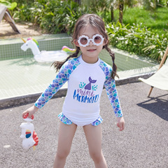 Children's swimsuit girl one-piece 2024 new girl swimsuit long-sleeved middle/young children swimsuit student swimming training suit