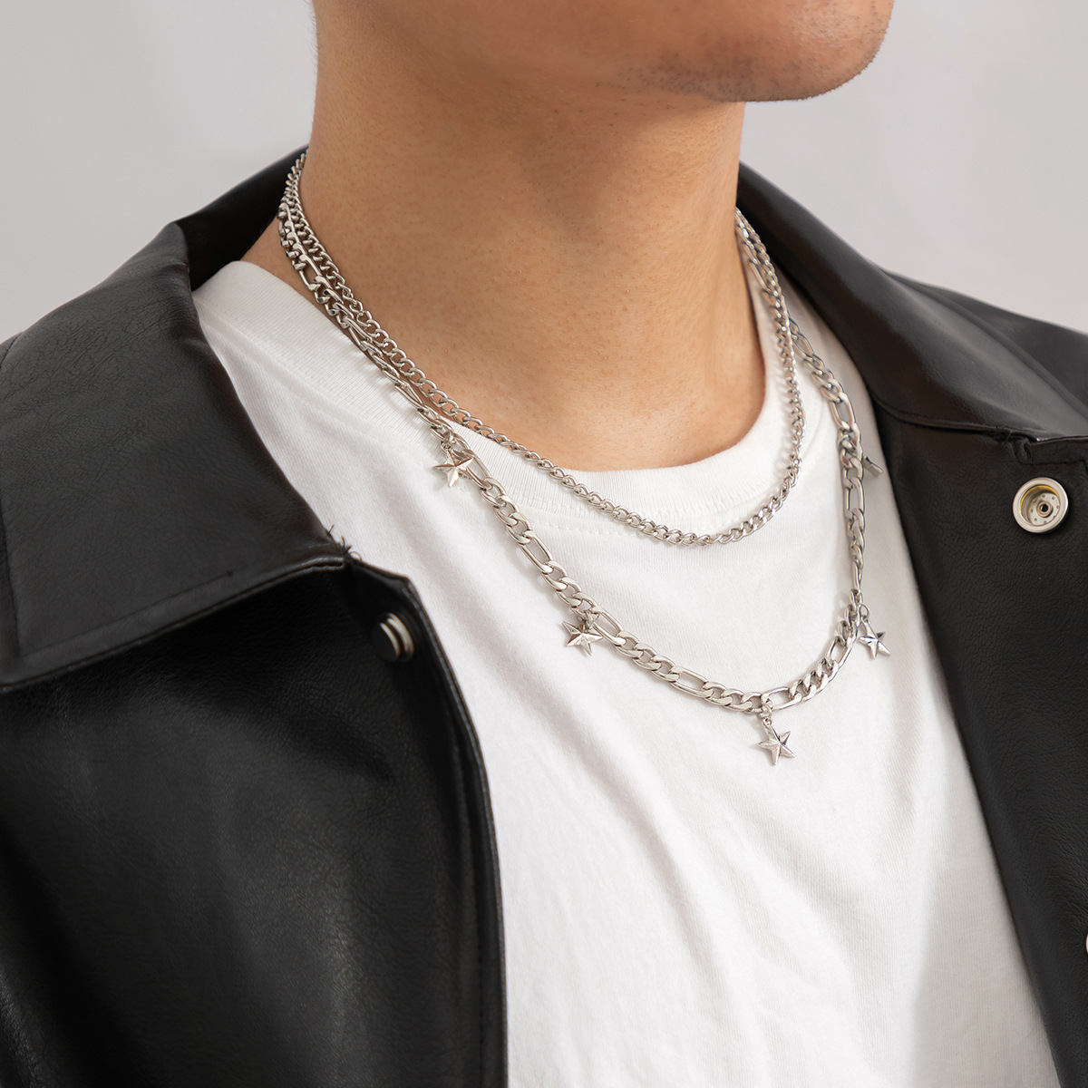 1 Piece Hip-Hop Star Alloy Iron Plating Menu0027S Layered Necklaces