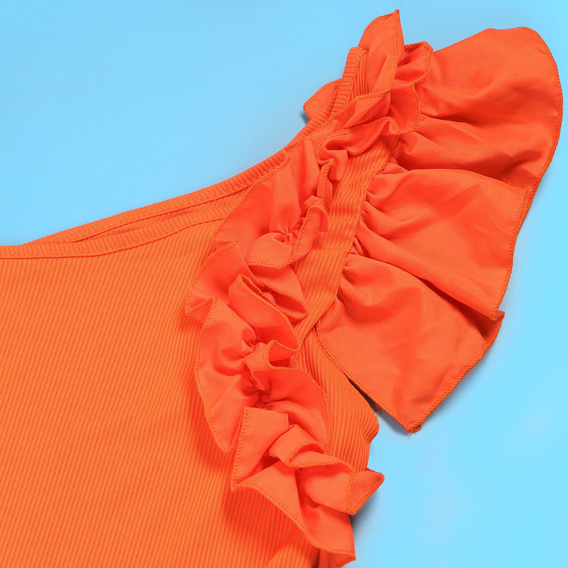 362g Weight Sleeveless Sleeve Length Polyester Fabric Type Skirt Co-ord Set Sets Type 2 Pieces Set Quantity Holiday Occasion One Shoulder Neckline Slim Fit Type Solid Color Pattern Summer Season Women's Gender Frill Design Elegant Style Holiday Women's Elegant Solid Color Polyester Frill Skirt Co-ord Set Skirt Sets 66