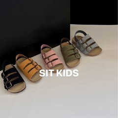 2024 Spring New Korean INS Style Children's Roman Sandals for Boys and Girls, Wood Toe Simple Style Beach Shoes