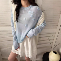 南油批发2025年秋季新款 羊毛花朵上衣女款衬衫 休闲简约轻奢百搭
