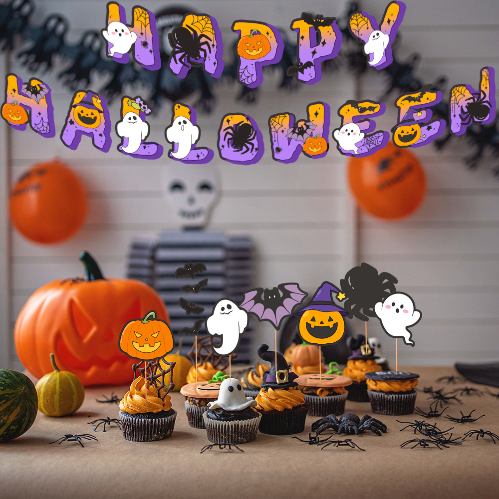 Bandera de halloween banderín bandera colgante decoración transfronteriza fiesta de halloween ambiente productos de papel bandera triangular