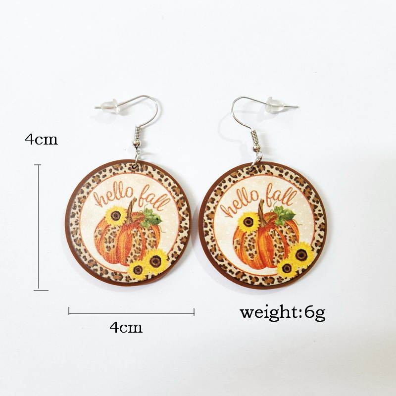 Arylic Material Halloween Festival 1 Pair Halloween Funny Pumpkin Printing Arylic Drop Earrings
