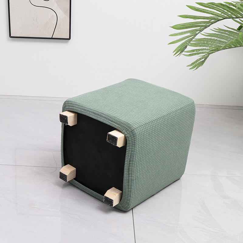 Grenzüberschreitender elastischer wasserdichter Waffelmais-Quadrat-Hocker-Bezug Staubschutz Haus Sofa All-Inclusive niedriger Hocker-Überzug