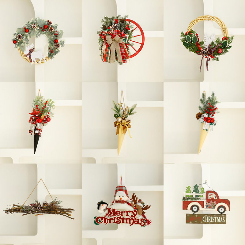 Nueva corona de Navidad campana de pino atmósfera de Navidad puerta colgante decoración de árbol de Navidad corona de Navidad