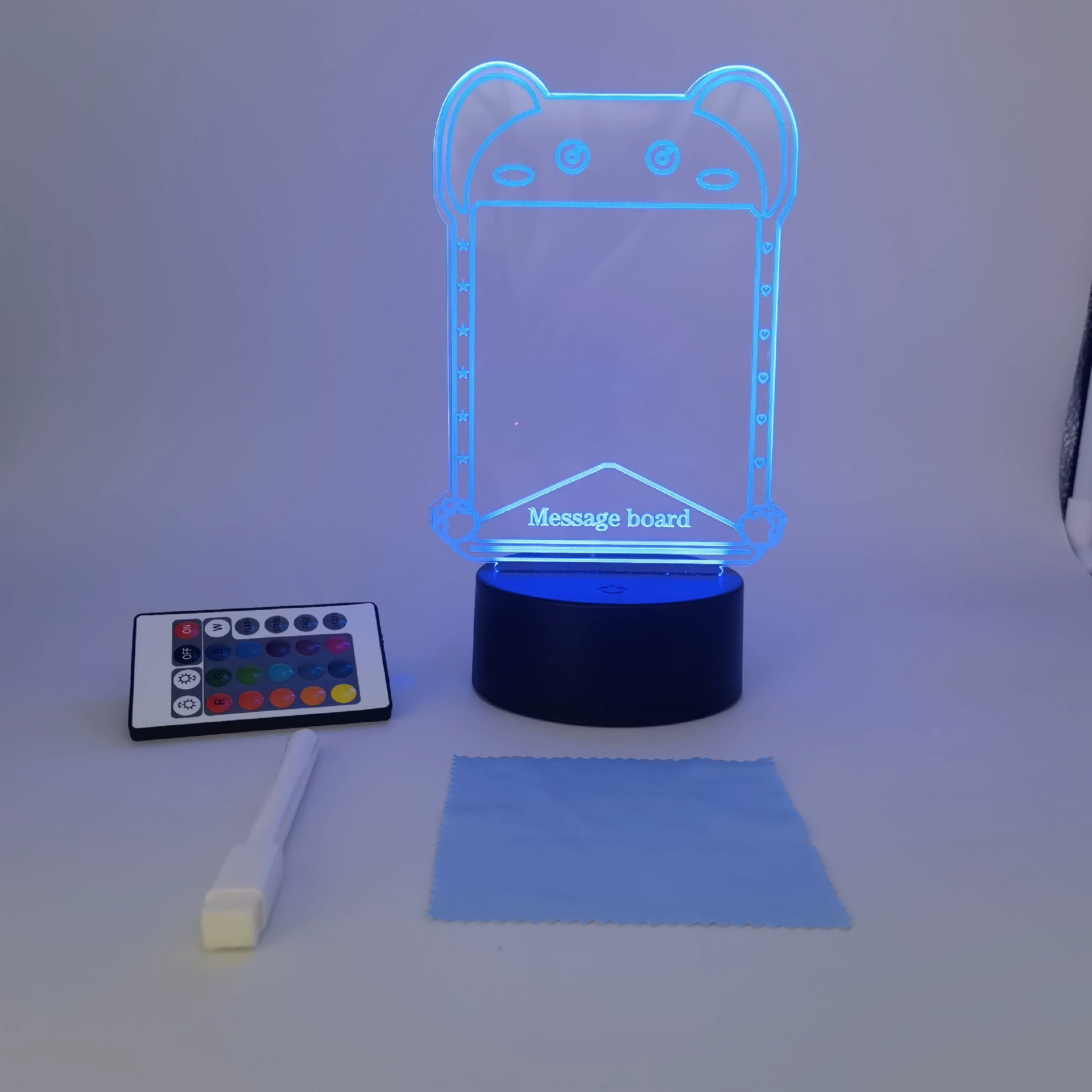 3D ночная лампа с пультом дистанционного управления, USB 4W, акриловая панель и база ABS, черная или белая