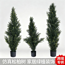 仿真绿植松柏树室内家居落地装饰盆栽酒店商场橱窗造景摆件假植物