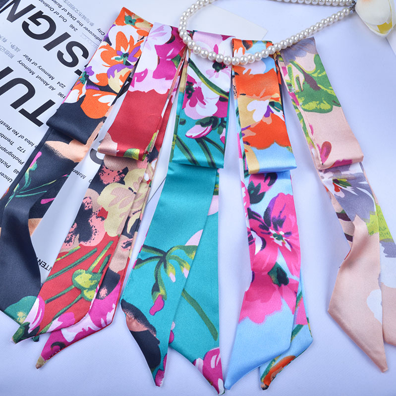 retro small silk scarf summer new style hair band women‘s hair tie net red french super fairy head rope ribbon hairware batch