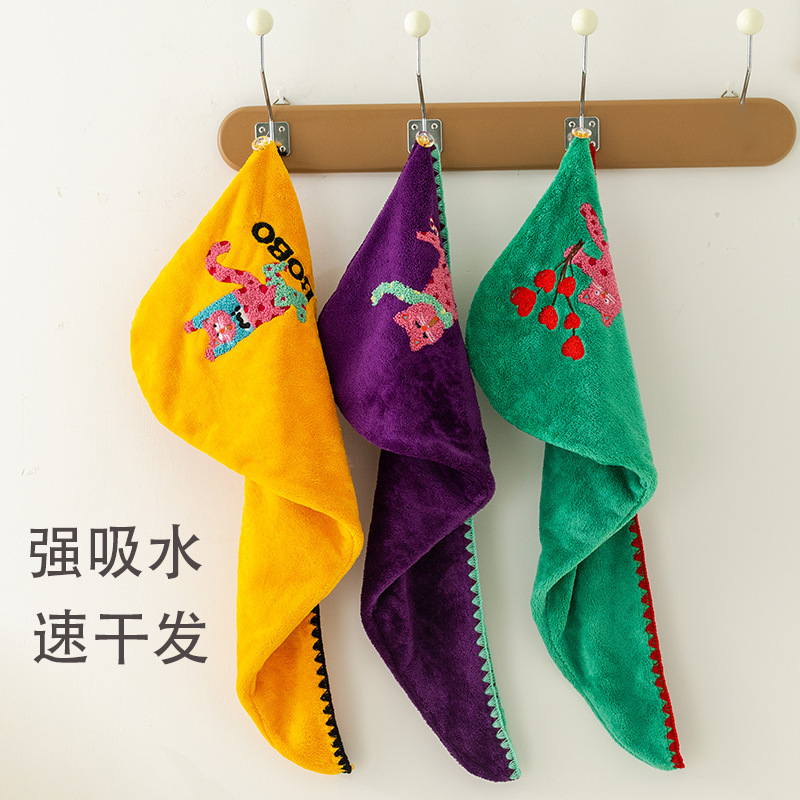 批发珊瑚绒干发帽浴裙抹胸女裹巾可穿洗澡浴巾刺绣干发巾柔软吸水