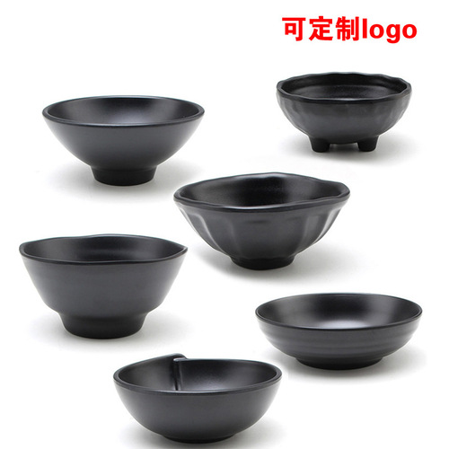 Melamine Japanese-style thickened hot pot bowl, shatter-resistant plastic bowl, small soup bowl, rice bowl, imitation porcelain restaurant plate bowl, seasoning bowl, tableware