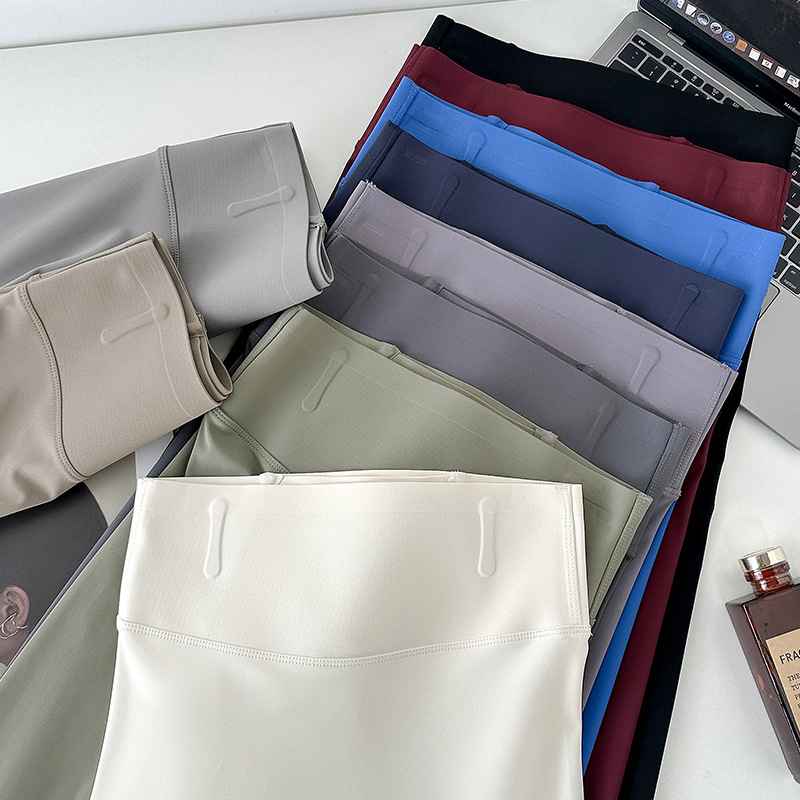 Autumn and Winter New Women's Leggings for Outerwear, Slim High-Waisted Fishbone Non-Curling Shark Pants, Sports Nine-Point Barbie Yoga