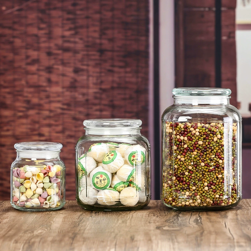 Стеклянная квадратная банка для домашнего обихода коричневый сахар белый сахар для закусок стеклянная банка с широким ртом для хранения кофейных зерен влагостойкая герметичная банка