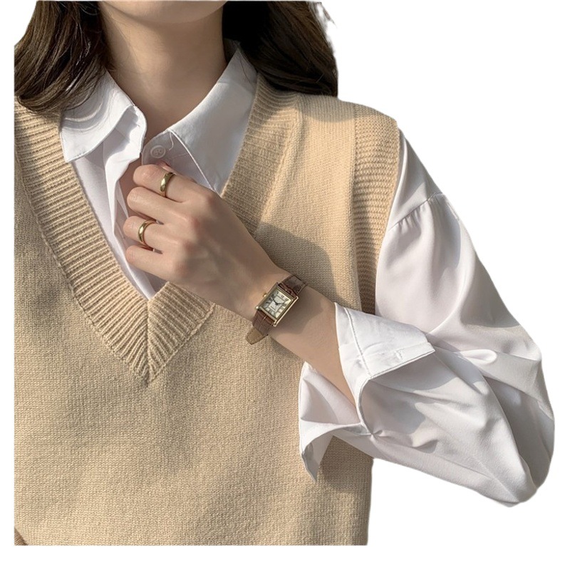 Primavera y otoño nuevo Suelta todo partido estilo perezoso suéter v-cuello chaleco sin mangas Chaleco de punto estudiante suéter para mujeres image 1