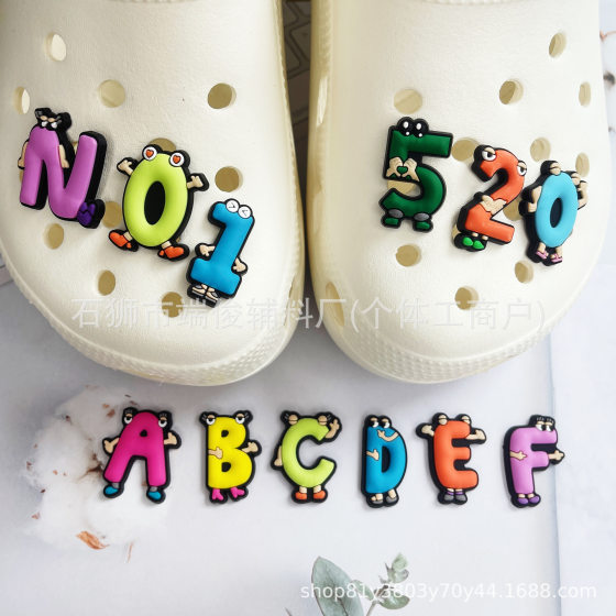 Cartoon Alphanumeric Shoe Flower Hole Shoe Accessories Cute Number Hole Shoe Buckle diy Decorative Buckle in Stock