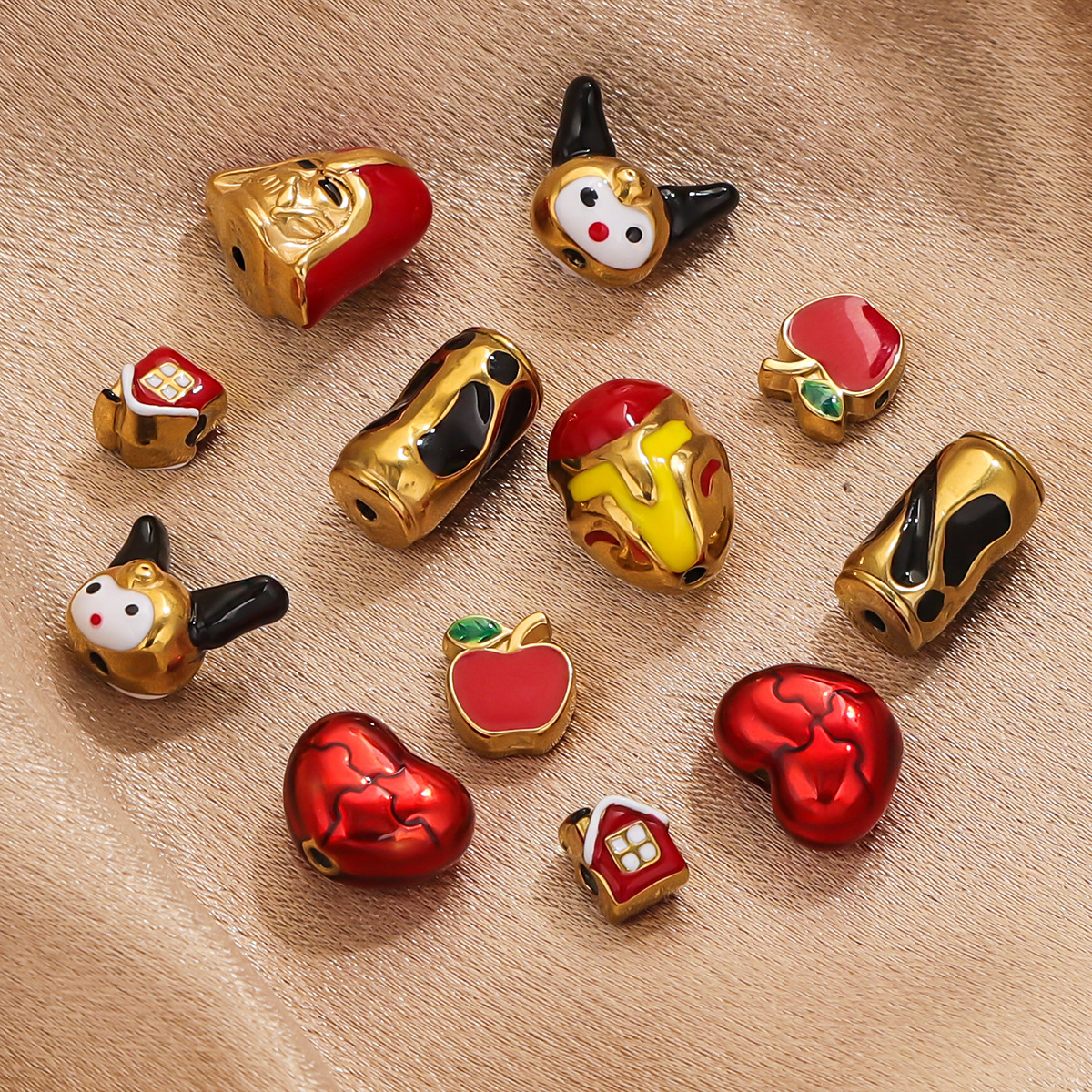 Acero inoxidable goteo de aceite gran agujero dibujos animados cuentas de acero de titanio cuentas espaciadoras accesorios lindos joyas de pulsera DIY accesorios