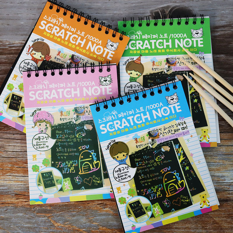 炫彩刮刮画本16k儿童美术迷你便捷线圈画画本学生趣味涂鸦刮刮画