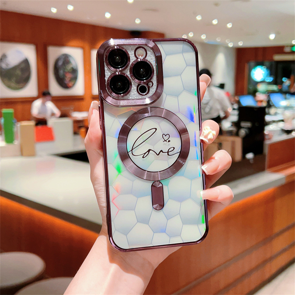 Funda Protectora Magnética para iPhone 17 Pro Max, con Imán Resistente Electrochapado, Diseño de Cubo de Agua Láser, Compatible con Apple 16 y 15