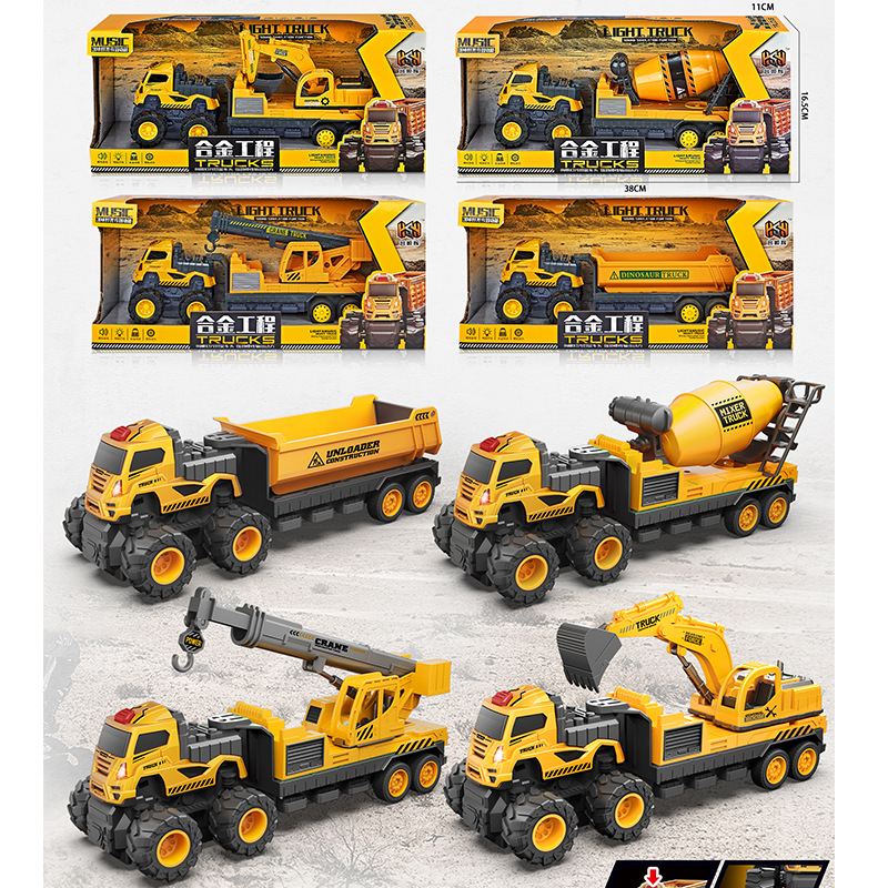 Inercia DE LOS NIÑOS coche de juguete de dibujos animados lindo coche de ingeniería caja de regalo de coche traje de regalo de niño coche de juguete al por mayor