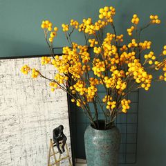 冬青果廠家裝飾仿真花假花綠植物批發婚慶工藝品INS風跨境MW76601