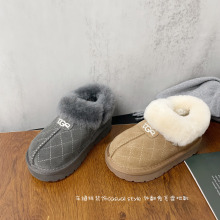 鞋口外翻兔毛个性车缝线装饰保暖加厚雪地靴2025年冬款男女童棉鞋