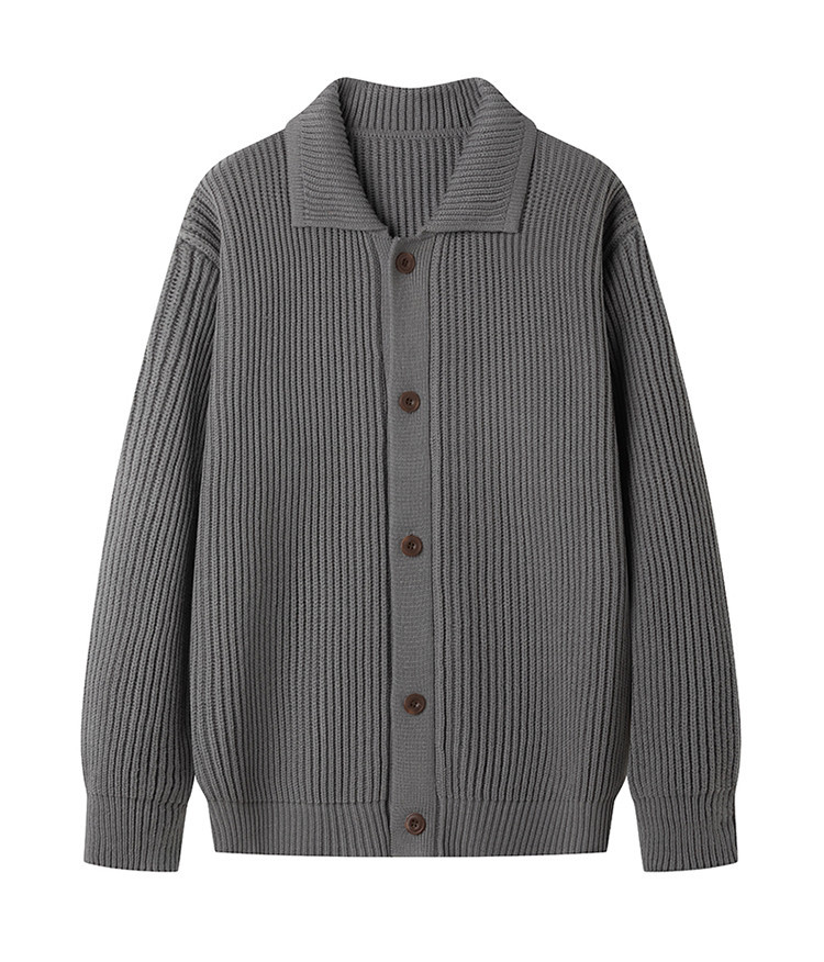 Amazon coreano universal cardigan con solapa suéter de moda masculino perezoso estilo polo cuello jersey suéter casual